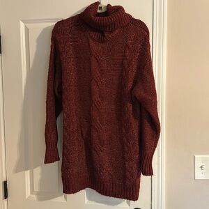 Dark red turtle neck sweater dress